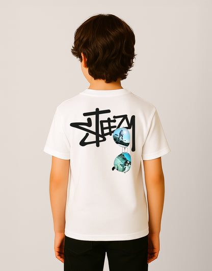 Sylvshredz Edition Steezy Youth Graphic T-Shirt White